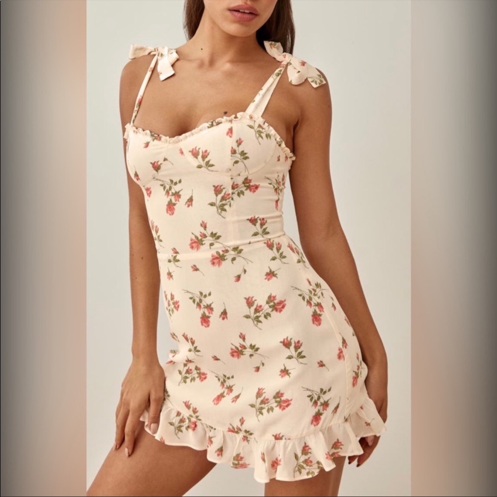 NWT Reformation Christine Ruffle Mini dress ( Florence)